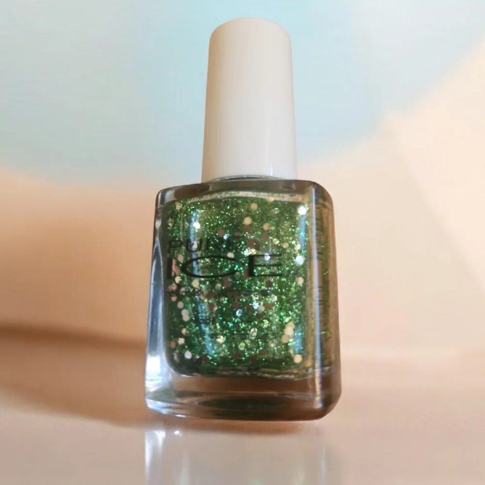 PURE ICE Nail Polish Green Silver Sparkle Looks Like Rain 1010. Rare Color